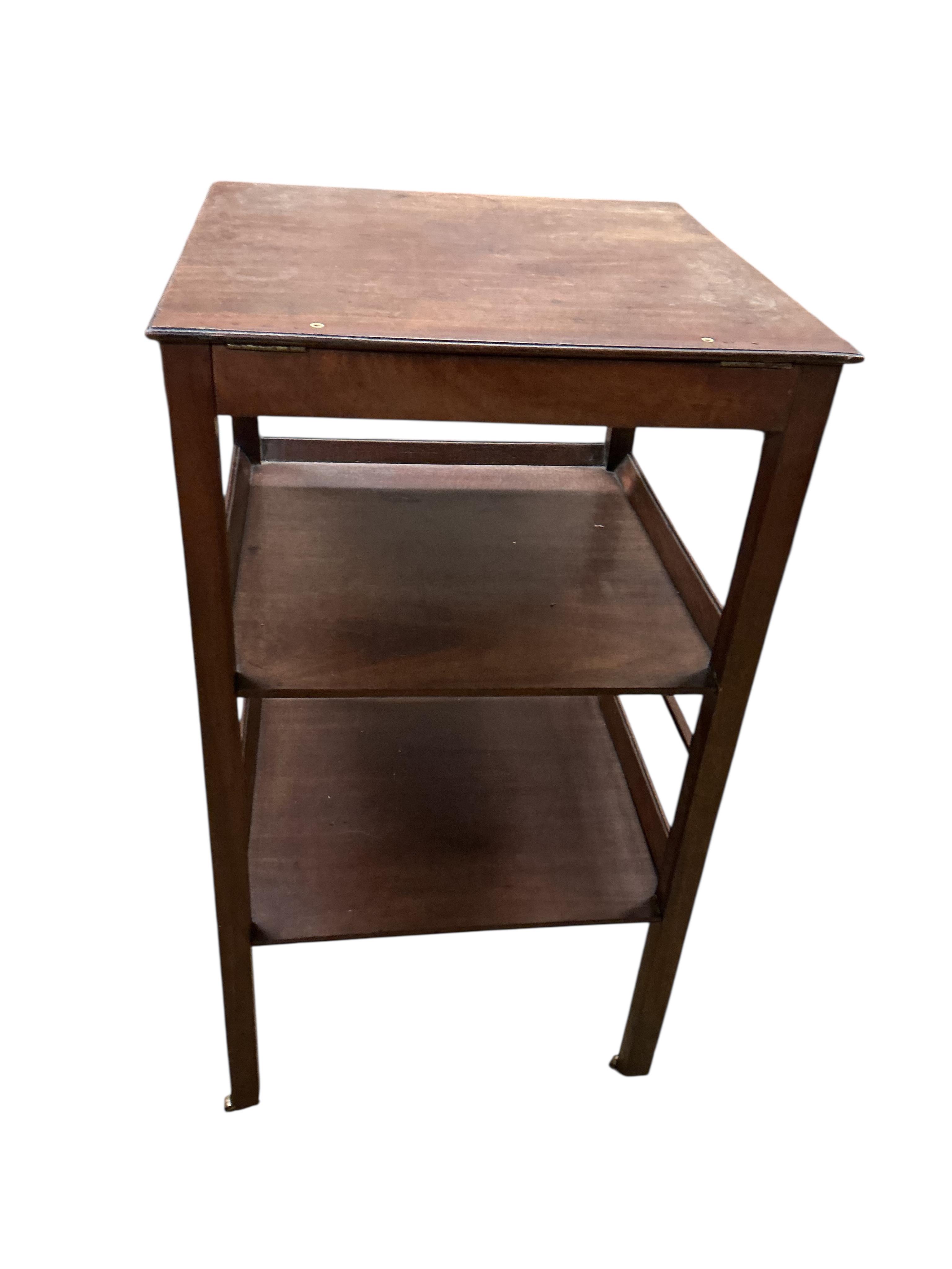 A George III whatnot with adjustable ratchet top, width 47cm, depth 47cm, height 85cm